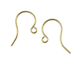 72 Gold Earring Wires - Delicate 13mm Ear Findings - Gold Plated Simple Earring Hooks - Gold Findings Ear Wires Fishhooks (FS48)