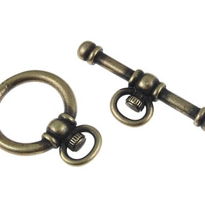 2 Antique Brass Toggle Clasps Watch Toggle Brass Oxide Clasp TierraCast Steampunk PF418 image 1