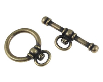 2 Antique Brass Toggle Clasps Watch Toggle Brass Oxide Clasp TierraCast Steampunk (PF418)