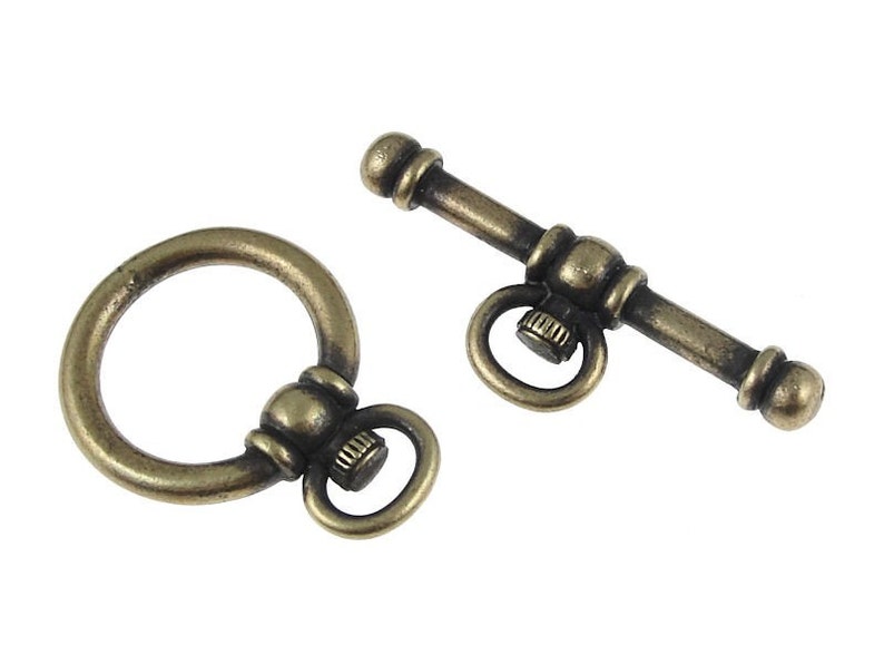 2 Antique Brass Toggle Clasps Watch Toggle Brass Oxide Clasp TierraCast Steampunk PF418 image 1