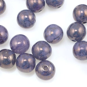 50 Milky Alexandrite Moon Dust 6mm Round Beads Lavender Lilac Violet Purple Beads Czech Glass Druks image 2