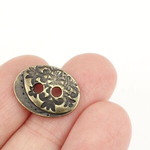 Antique Brass Button Findings Floral Buttons TierraCast Jardin Button Clasp Findings for Leather Jewelry Brass Oxide Etched Flower P1448 image 4