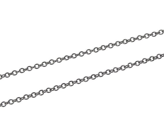 36 Gunmetal Chain Fine Cable Chain Skinny Thin Delicate Gun Metal Chain  Loose Chain for Necklaces Jewelry Making Craft Supplies FSGMC3 