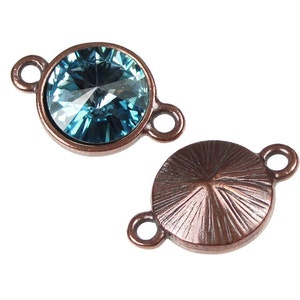 Copper 12mm Rivoli Links Antique Copper Rivoli Holders for 12mm Swarovski Rivolis Charms Settings TierraCast Pewter PF315 image 1