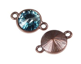 Copper 12mm Rivoli Links Antique Copper Rivoli Holders for 12mm Swarovski Rivolis Charms Settings TierraCast Pewter  (PF315)