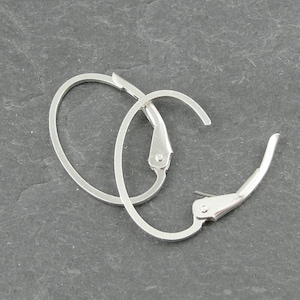 Sterling Silver Leverback Earring Findings Oval Interchangeable Sterling Lever Back Ear Wire Hooks image 1