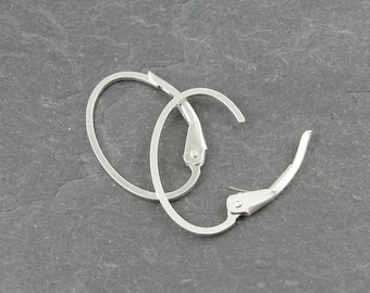 Sterling Silver Leverback Earring Findings - Oval Interchangeable Sterling Lever Back Ear Wire Hooks