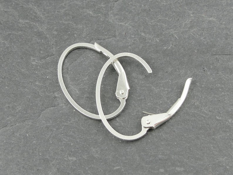 Sterling Silver Leverback Earring Findings Oval Interchangeable Sterling Lever Back Ear Wire Hooks image 1