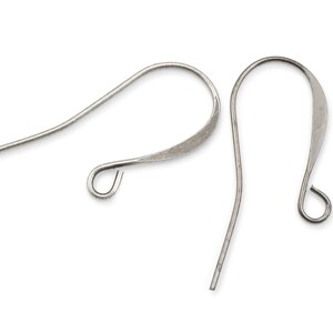 48 Dark Antique Silver Earring Wires Tall French Hooks Matte Dark Silver Ear Findings Earring Hooks FB1 image 2