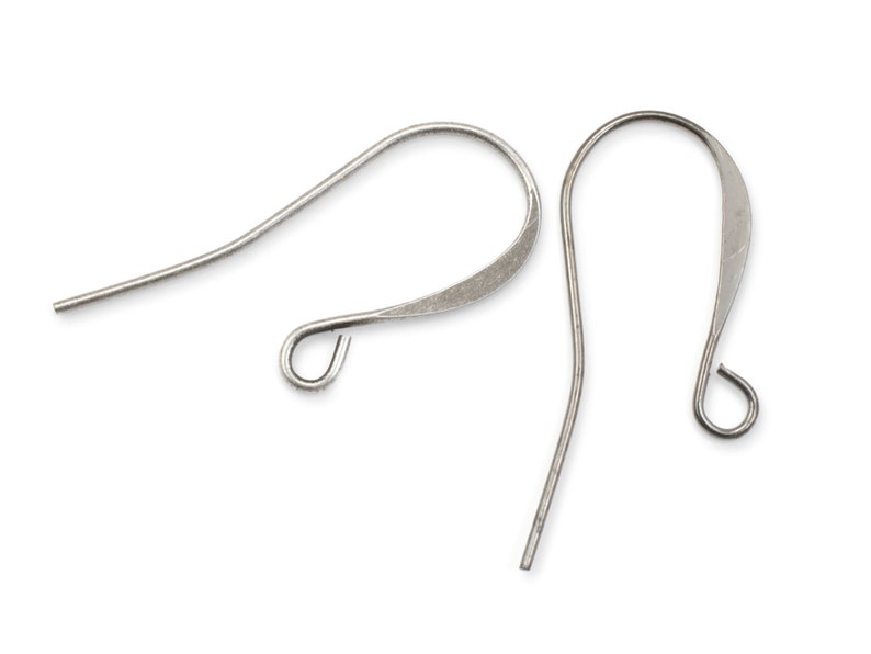 48 Dark Antique Silver Earring Wires Tall French Hooks Matte Dark Silver Ear Findings Earring Hooks FB1 image 2