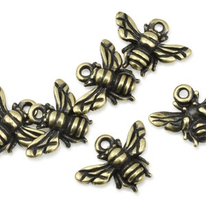 Antique Brass Charms TierraCast Honeybee Charms Bronze Honey Bee Charms 16mm x 12mm Insect Bug Bee Charms Tierra Cast P1968 Bild 2