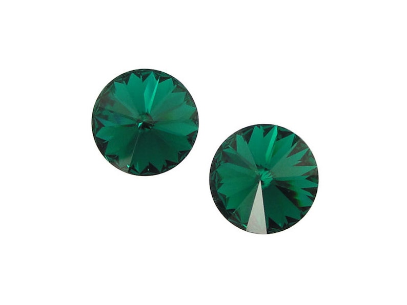 EMERALD 10.5mm Rivolis Swarovski Rivoli Stones 10.7mm Size 47ss Article 1122 11mm Emerald Green image 1