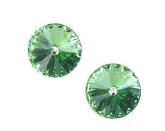 12mm PERIDOT GREEN Rivolis - Swarovski Rivoli Stones - 1122 12mm Light Green Crystals