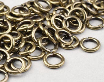 100 Pieces of 5mm 19 Gauge Jump Rings - ANTIQUE BRASS Jumpring Findings - Vintage Look Bronze Color 19 g Brass Jumprings  #FB956