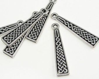 Celtic Charms - TieraCast Celtic Braid Drops - Antique Silver Charms - Knotwork Charms (P407)