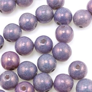 50 Radiant Orchid 6mm Round Beads Czech Glass Druks Lavender Plum Light Purple Beads Luster Opaque Amethyst image 2