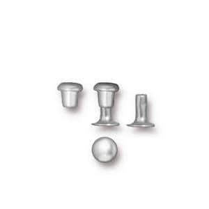 10 Silver Compression Rivets - 4mm Bright Silver Plated - Small Micro Rivets TierraCast Pewter Leather Findings Collection (PF678)