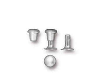 10 Silver Compression Rivets - 4mm Bright Silver Plated - Small Micro Rivets TierraCast Pewter Leather Findings Collection (PF678)