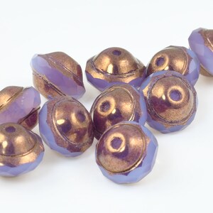 10 Pieces 8mm x 10mm Saturn Beads Lilac Purple Satin with Bronze Finish Purple Beads for Jewelry Making Firepolished Czech Glass image 3