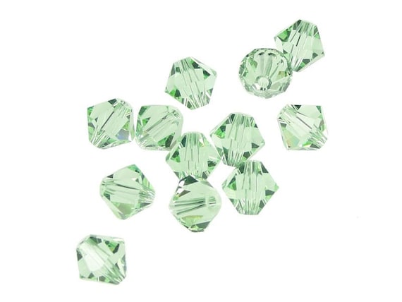 12 CHRYSOLITE 6mm Swarovski Bicone Beads - Mint Green Beads - 5301 328 6mm Bicones - Swarovski Beads - Light Green Pastel Pale Green