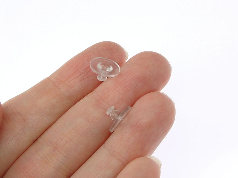 100 Large Comfort Clutches by TierraCast Soft Clear Rubber Earring Backs Ear Findings MB3 image 2