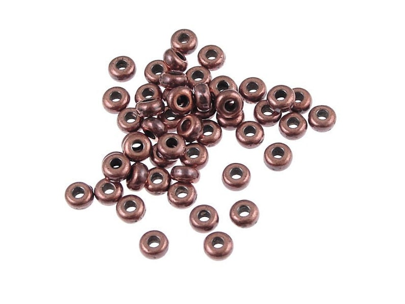 500 Copper Beads 3mm Antique Copper Heishi Beads TierraCast Pewter Disk Beads Washer Beads Dark Copper Spacers Metal Beads PS267 image 1