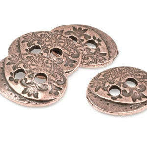 Romantic Floral Copper Button Clasp Findings TierraCast Jardin Button Findings Copper Closure for Leather Bracelets and Jewelry P1740 image 4