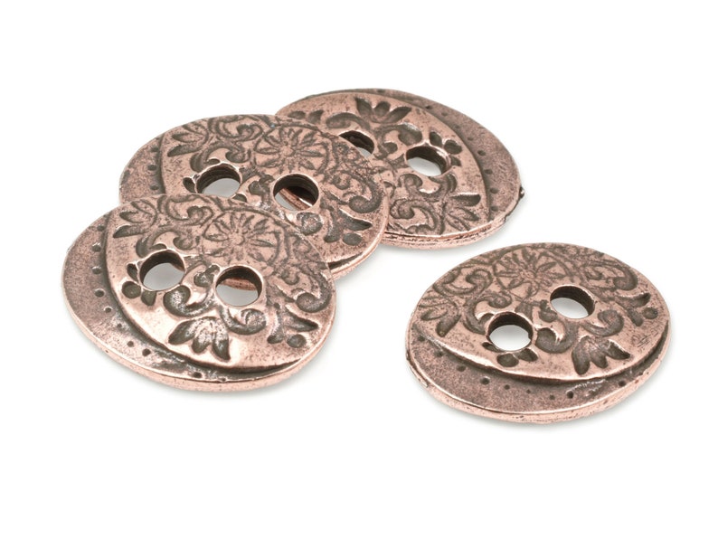 Romantic Floral Copper Button Clasp Findings TierraCast Jardin Button Findings Copper Closure for Leather Bracelets and Jewelry P1740 image 4