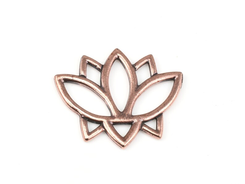 Copper Lotus Pendant TierraCast Open Lotus Link Copper Pendant Link Findings for Meditation Jewelry Yoga Charms 4 or more pieces P1756 image 2