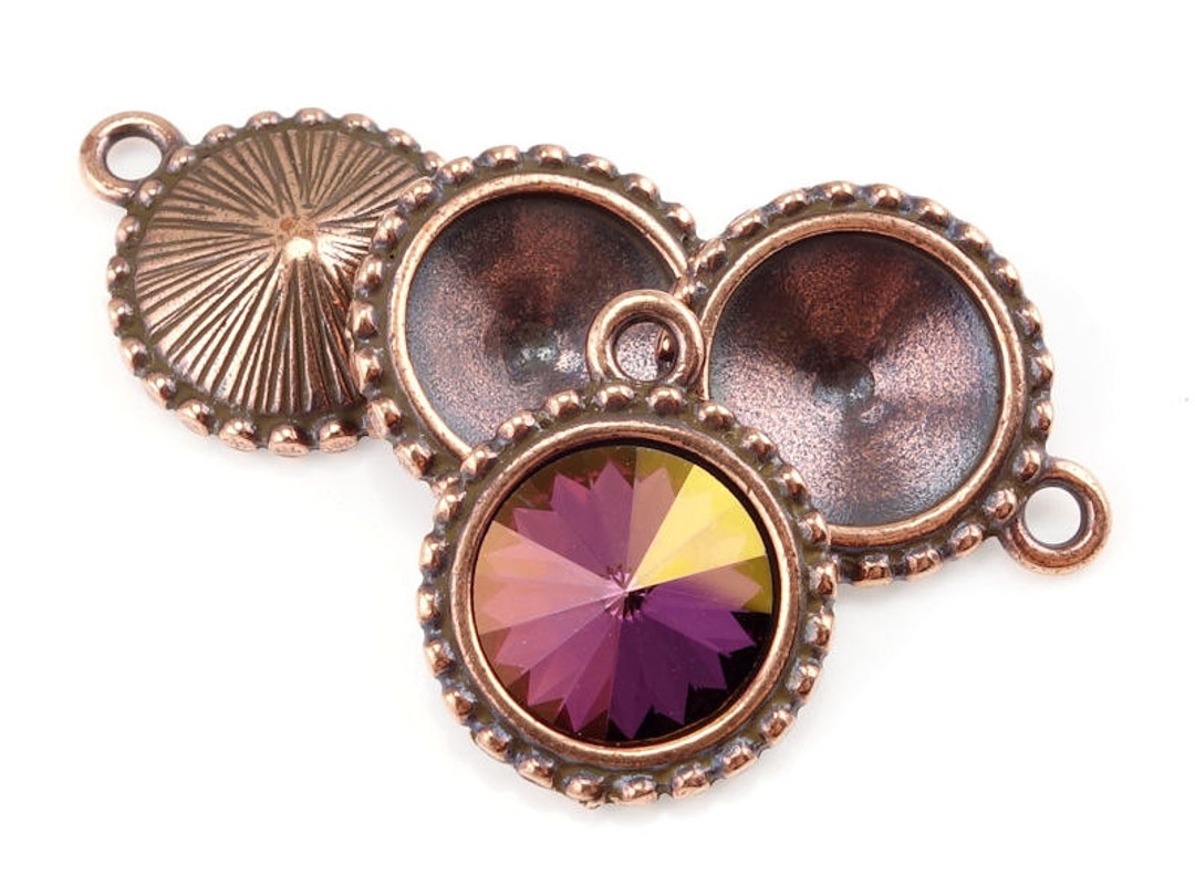 12mm Rivoli Frames - Tierracast BEADED Rivoli Charms for 12mm Swarovski ...