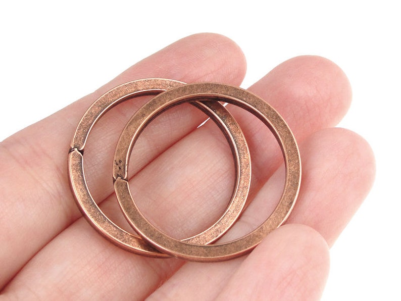 2 Copper Key Ring Large Antique Copper Split Ring Key Ring Key Fob Keyfob Blank by Nunn Designs image 2
