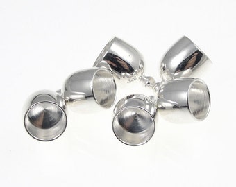 6 Silver End Caps 8mm Kumihimo Cord End Caps - Bright Silver Plated Kumihimo Suplies Cord Caps - Kumihimo Findings (KH43)