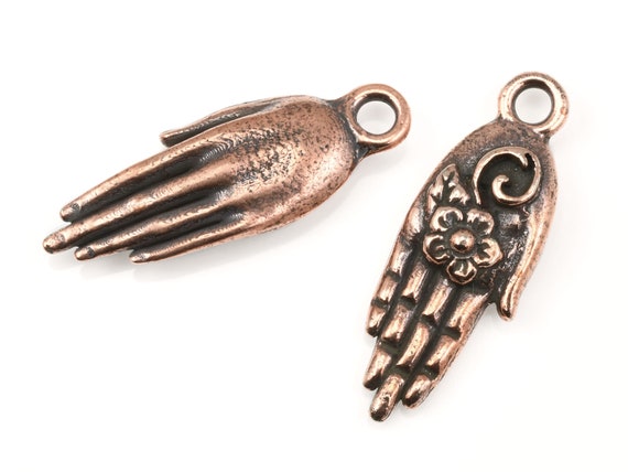 Tierracast Blossom Hand Copper Charms for Jewelry Making - Copper
