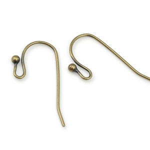 24 Antique Brass Earring Wires 27mm Earring Hook with 2mm Ball Brass Oxide Bronze Ear Wire Findings Ear Findings for Jewelry Making image 2
