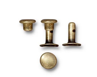 6mm Antique Brass Bronze Compression Rivets - Tube Diameter 3.2mm - TierraCast Leather Findings Collection (PE5)