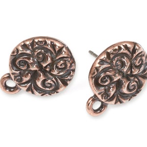 TierraCast JARDIN Post Earrings Antique Copper Earring Post Stud Earring Findings Copper Ear Findings Jewelry Supplies P1764 image 3