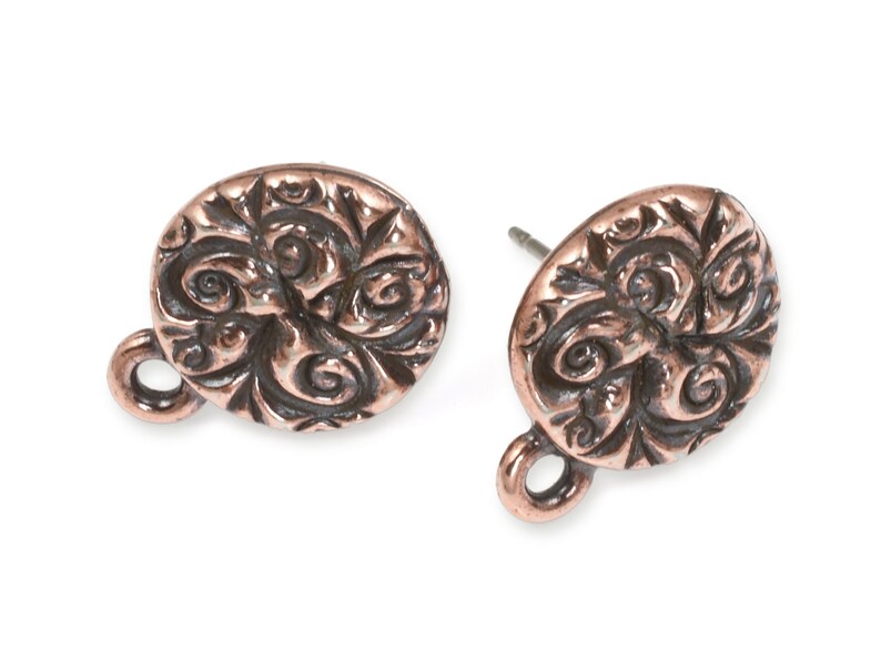 TierraCast JARDIN Post Earrings Antique Copper Earring Post Stud Earring Findings Copper Ear Findings Jewelry Supplies P1764 image 3