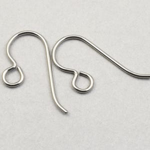 50 Grey Niobium Earring Findings - Hypoallergenic Ear Wires - Natural Niobium Gray French Hook Ear Findings (PH38)