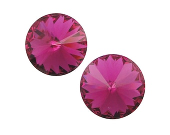 14mm FUCHSIA Rivolis Swarovski Rivoli Stones Article 1122 14mm Rivolis Swarovski Crystal Dark Pink Fushia Hot Pink - 2 or more pieces
