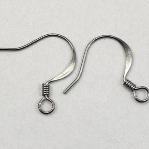 48+ Pieces of Earring Wires with Coil Accent - GUNMETAL Ear Wire Findings - Gun Metal Black Grey Plated Fish Hook French Hooks #FB704 image 3