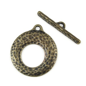 TierraCast ARTISAN Clasp Very Large Antique Brass Toggle Clasp Findings Bronze Hammertone Hammered Texture Metal PF2038 image 2