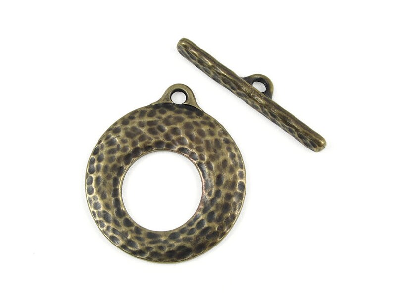 TierraCast ARTISAN Clasp Very Large Antique Brass Toggle Clasp Findings Bronze Hammertone Hammered Texture Metal PF2038 image 2