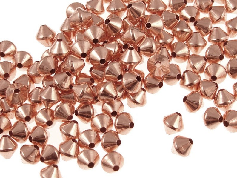 Copper Beads 144 Solid Copper 5mm Bicone Beads Bright Copper Beads Raw Copper Spacer Beads FSC18 image 1