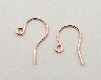 72 Pieces of Small Earring Wires - COPPER Earring Hooks - Bright Copper Plated Ear Findings Fishhook Fish Hook Delicate Ear Wires   #FB703
