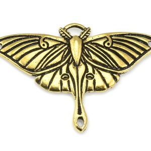 TierraCast Luna Moth Pendant - Antique Gold Pendant for Summer Jewelry - Gold Luna Moth Jewelry Charm Link (P1977)