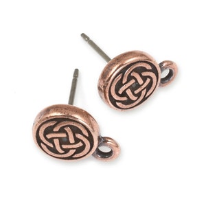 TierraCast Celtic Post Earring Findings Antique Copper Ear Posts Celtic Knotwork Stud Earrings for Jewelry Making P817 image 2
