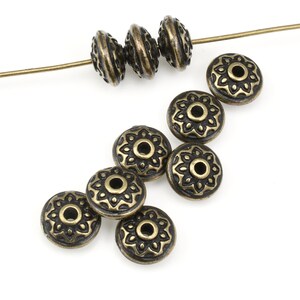 TierraCast Lotus Spacer Bead Antique Brass Beads for Jewelry Making 7mm Diameter Yoga Beads for Meditation Jewelry and Malas P1748 画像 2