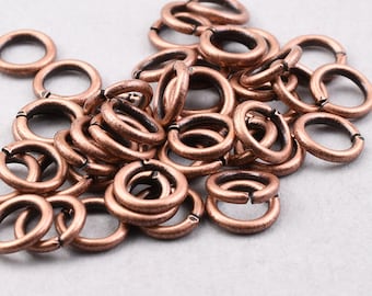 50+ Pieces 6mm 18 Gauge Jumprings - Sturdy ANTIQUE COPPER Open Jump Ring Findings - Dark Copper Plated Jumprings 18g 18 g    FB967