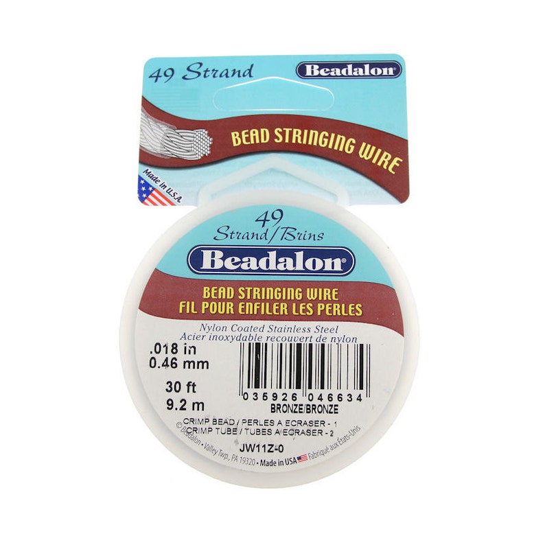 Bronze Beadalon 49 Strand .018 Professional Beading Wire 30 Feet Flexible Jewelry Wire for Bracelets and Necklaces Necklace Wire image 2