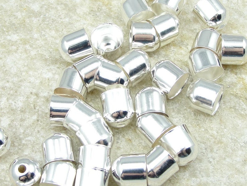 36 Silver Plated 8mm Inner Diameter End Caps Kumihimo Cord Ends Open Ended Cord Caps Kumihimo Supplies FS21 image 1